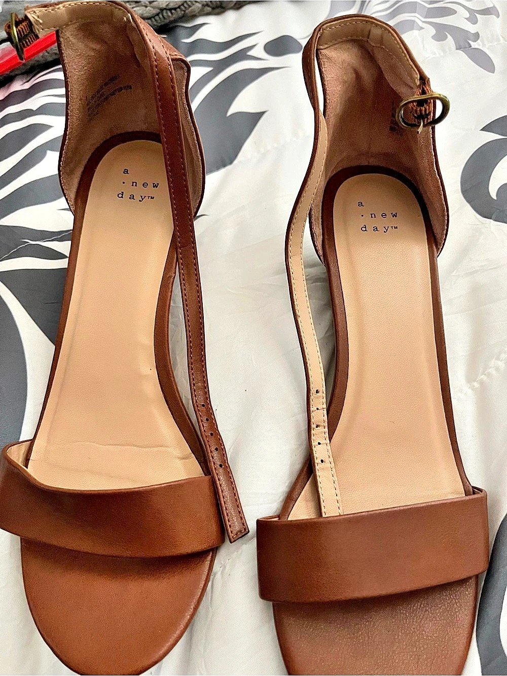 A New Day Ankle Strap Wedge Sandals Brown US 6